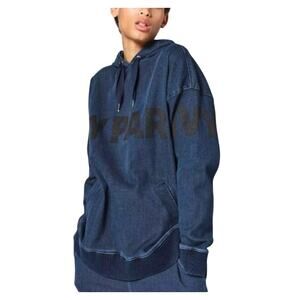 Ivy Park XXS Oversized Denim Hoodie Spellout Logo Street Lounge Athletic Beyonce